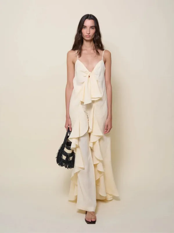 Ecru Zambra Asymmetrical Linen Top sold by Fashion Clinic