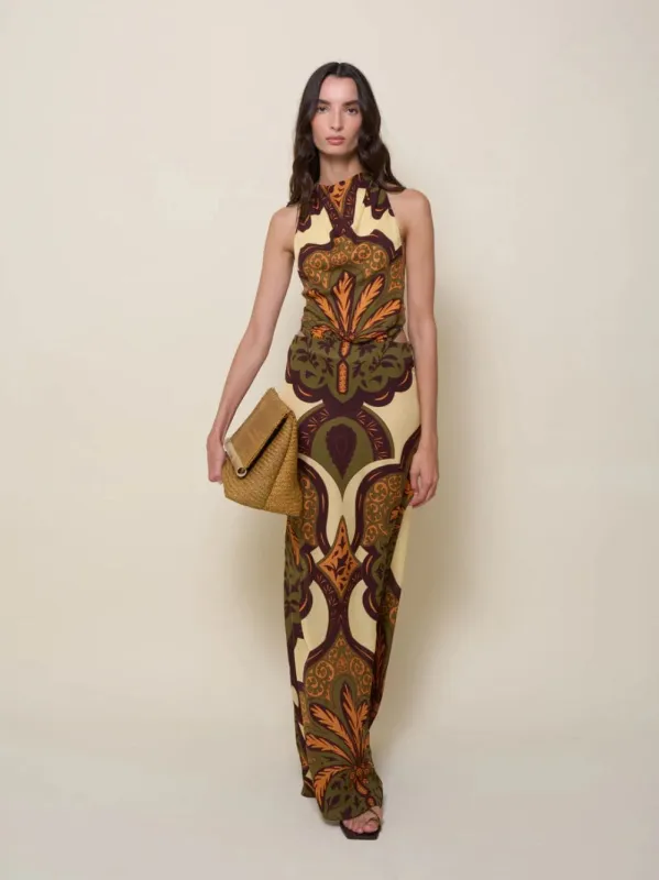 Finding Peace Silk Halter Maxi Dress sold by Fashion Clinic