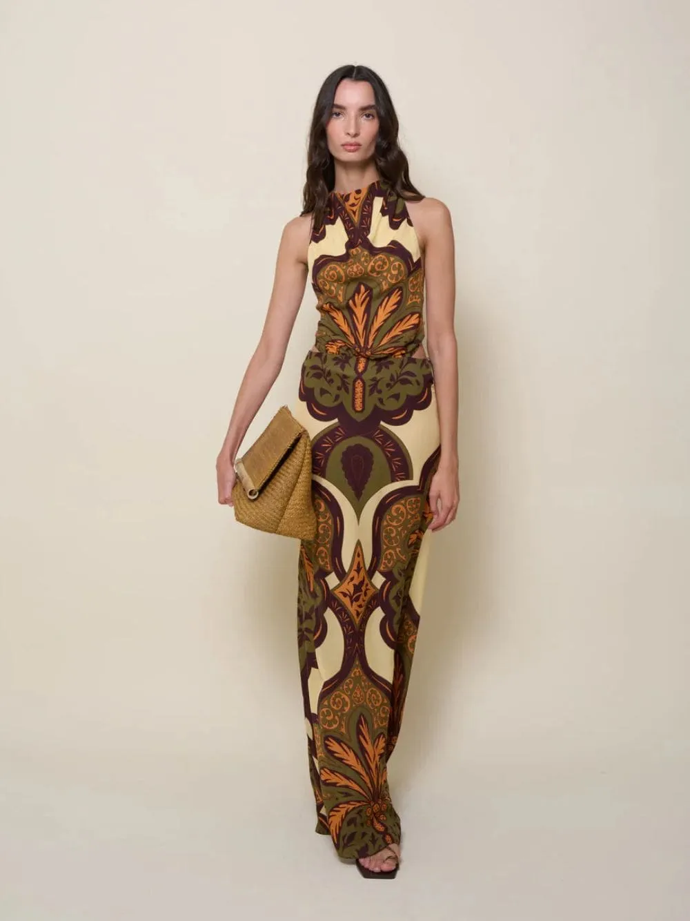 Finding Peace Silk Halter Maxi Dress sold by Fashion Clinic