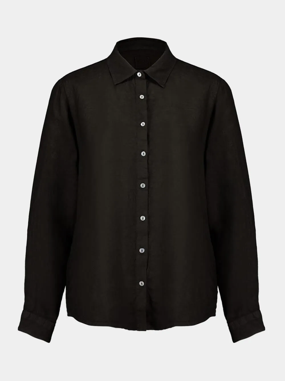 Black Long Sleeve Linen Shirt sold by Fashion Clinic