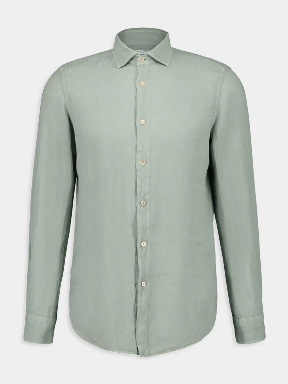 Mint Green Garment-Dyed Linen Shirt sold by Fashion Clinic