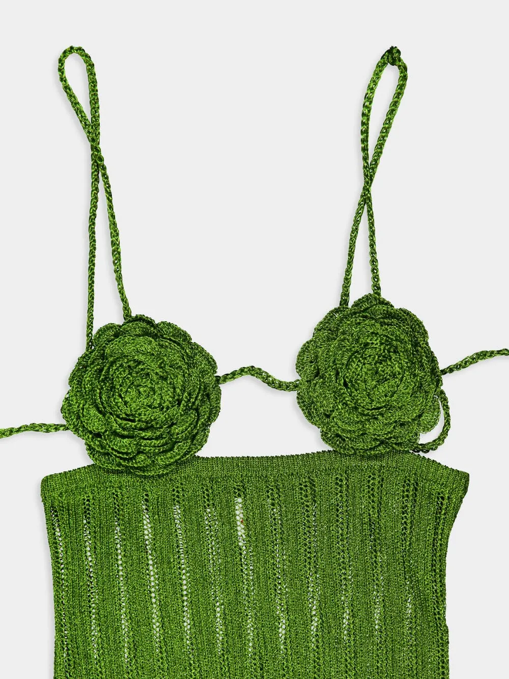 Green Dress Maxi with Straps Crochet Rose sold by Fashion Clinic product image thumbnail 3