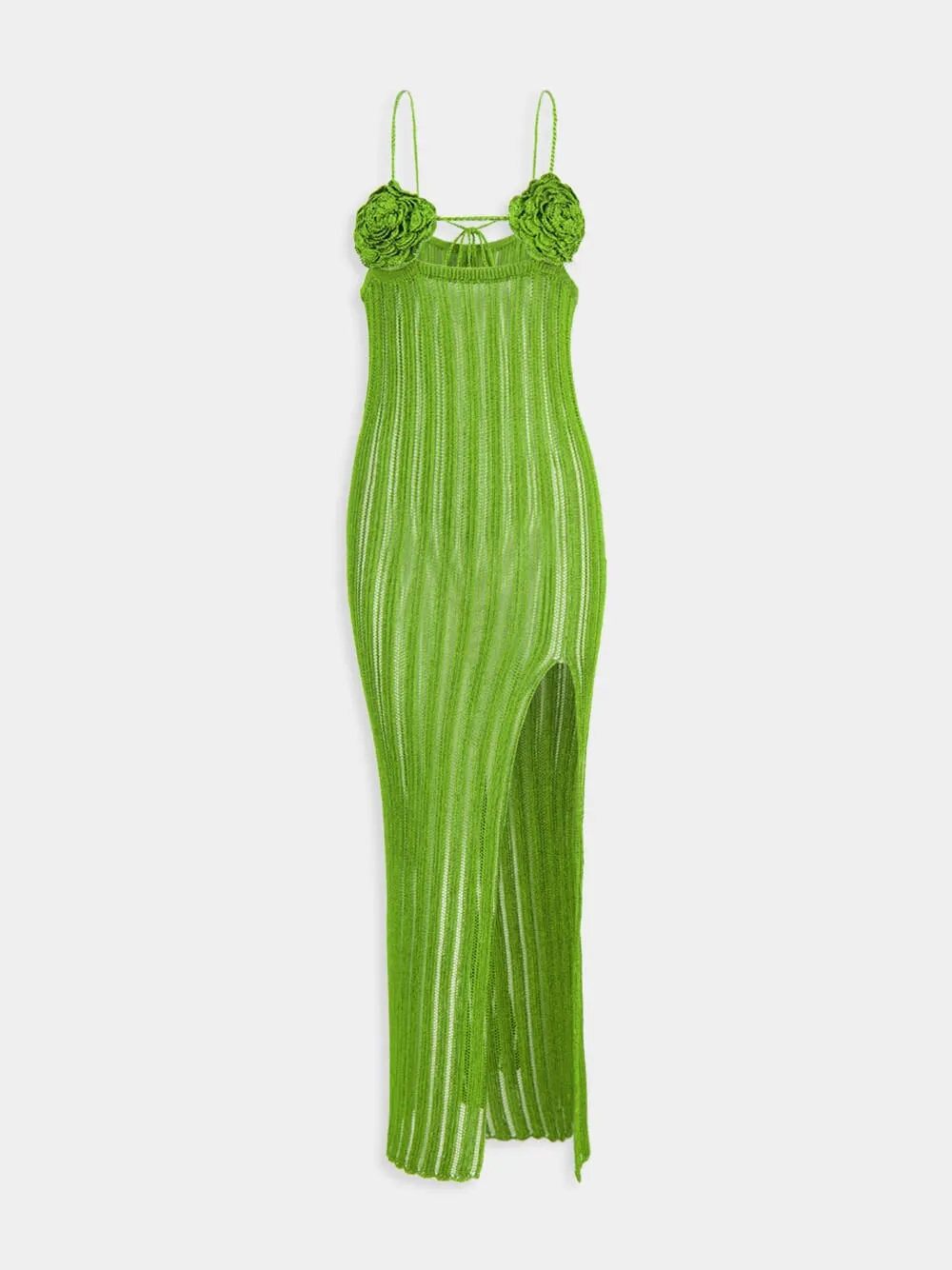 Green Dress Maxi with Straps Crochet Rose sold by Fashion Clinic