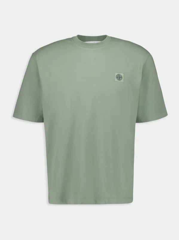Sage Green Combed Organic Cotton Jersey T-Shirt sold by Fashion Clinic