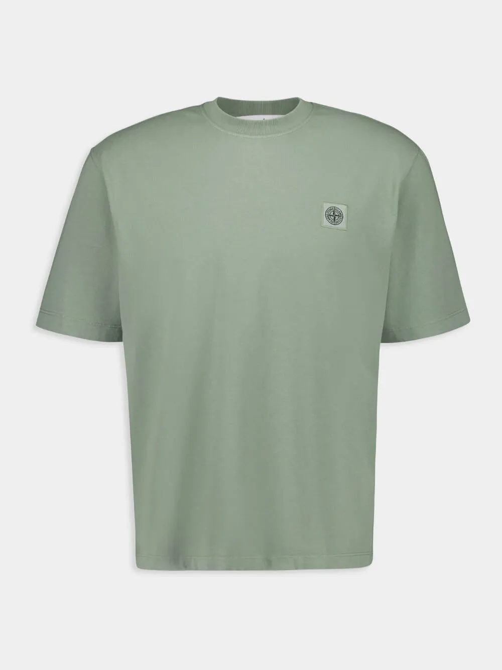 Sage Green Combed Organic Cotton Jersey T-Shirt sold by Fashion Clinic