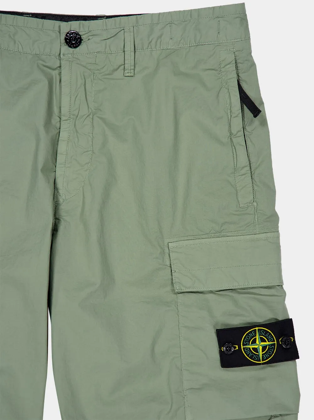 Sage Green Stretch Cotton Cargo Bermuda Shorts sold by Fashion Clinic product image thumbnail 3