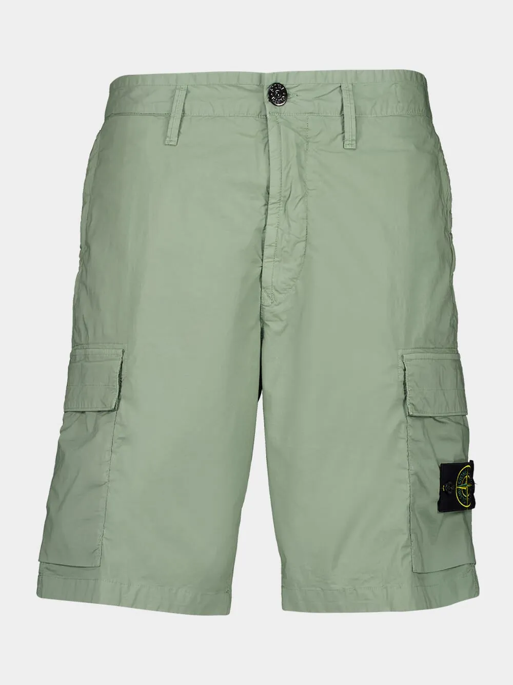Sage Green Stretch Cotton Cargo Bermuda Shorts sold by Fashion Clinic
