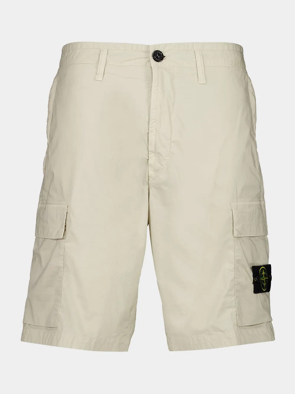 Sand Beige Stretch Cotton Cargo Bermuda Shorts sold by Fashion Clinic