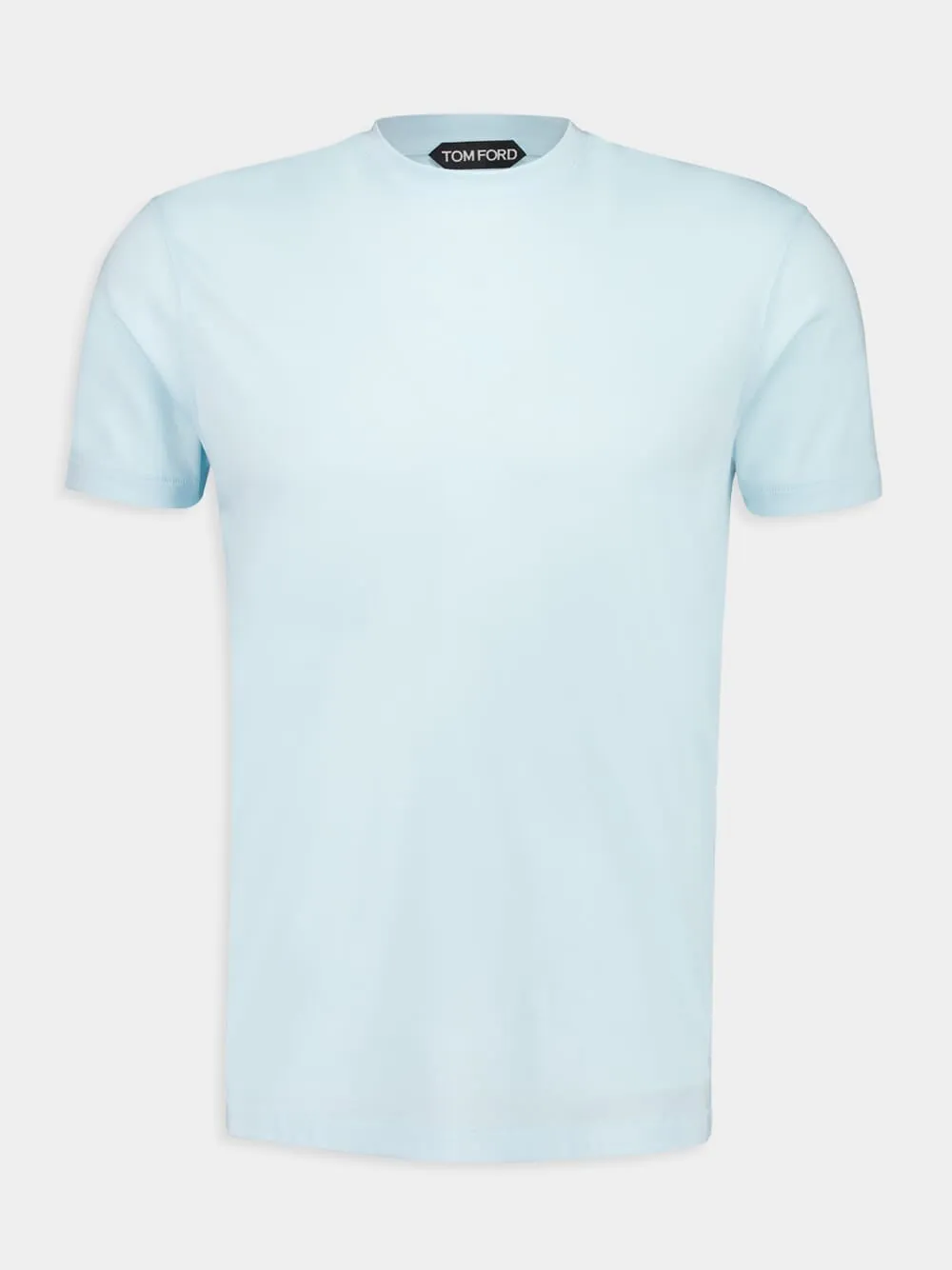 Glass Blue Lyocell Cotton Crew T-Shirt sold by Fashion Clinic