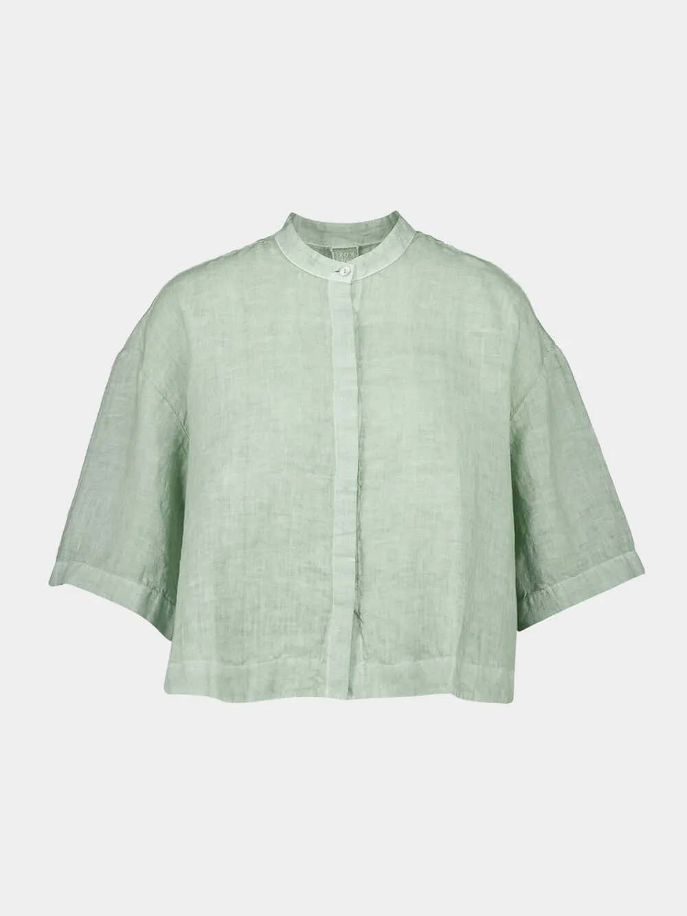Pistache Soft Fade Cropped Short Sleeve Shirt sold by Fashion Clinic