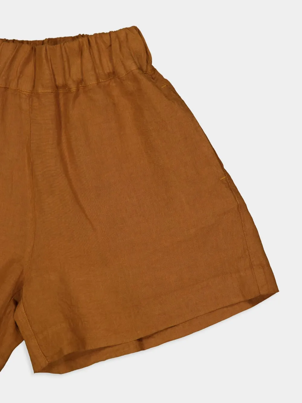 Curry Casual Fit Linen Shorts sold by Fashion Clinic product image thumbnail 3