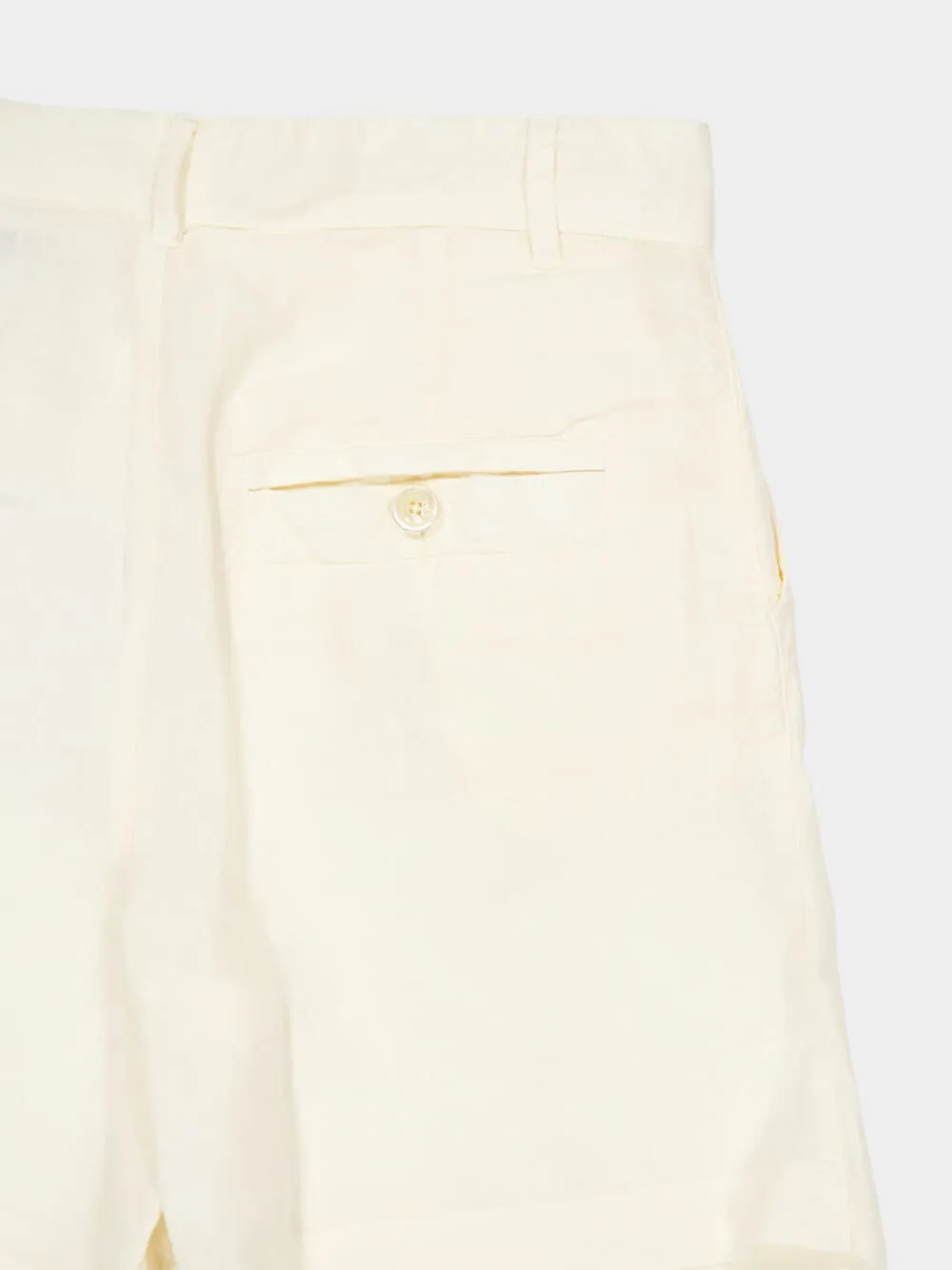 Ecru Casual Fit Linen Shorts sold by Fashion Clinic product image thumbnail 4