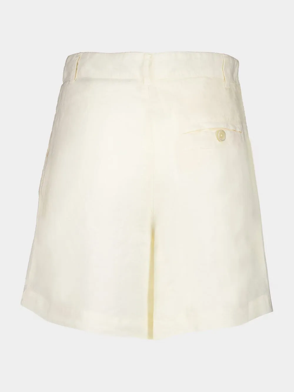 Ecru Casual Fit Linen Shorts sold by Fashion Clinic product image thumbnail 2