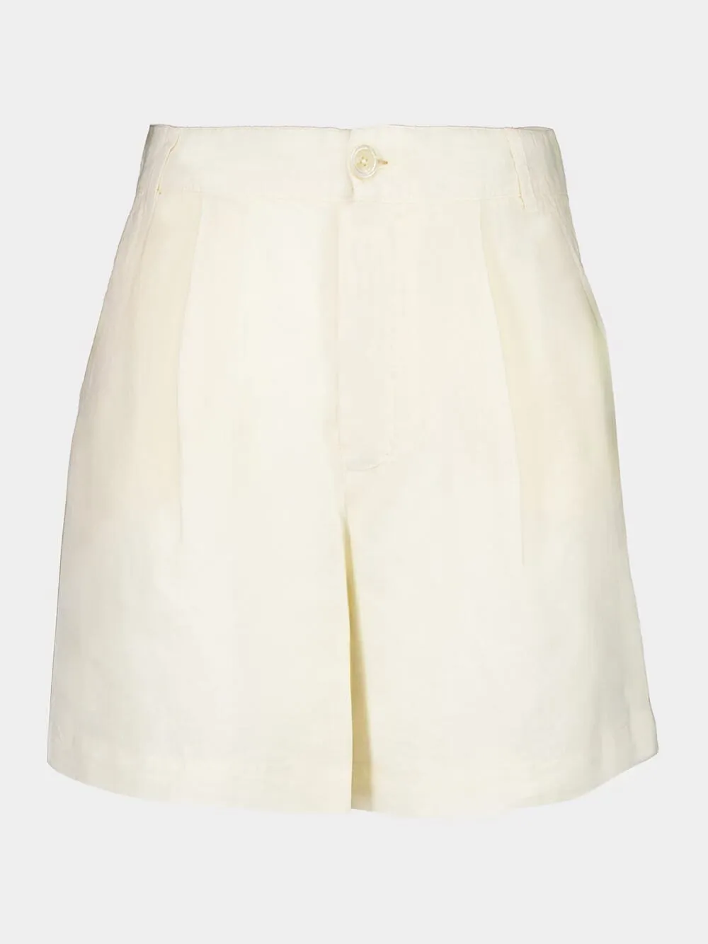 Ecru Casual Fit Linen Shorts sold by Fashion Clinic