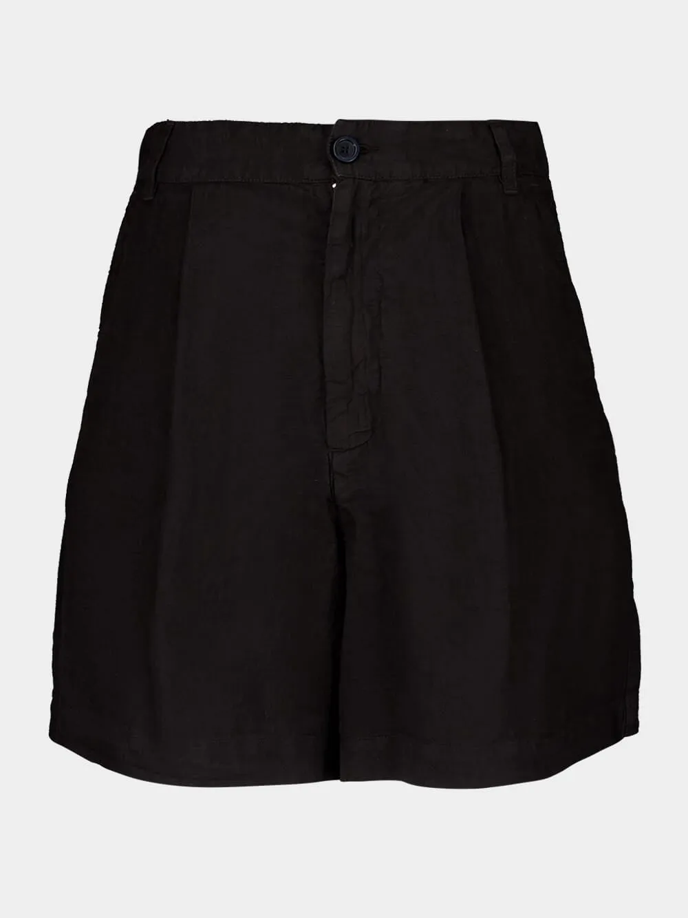 Black Casual Fit Linen Shorts sold by Fashion Clinic