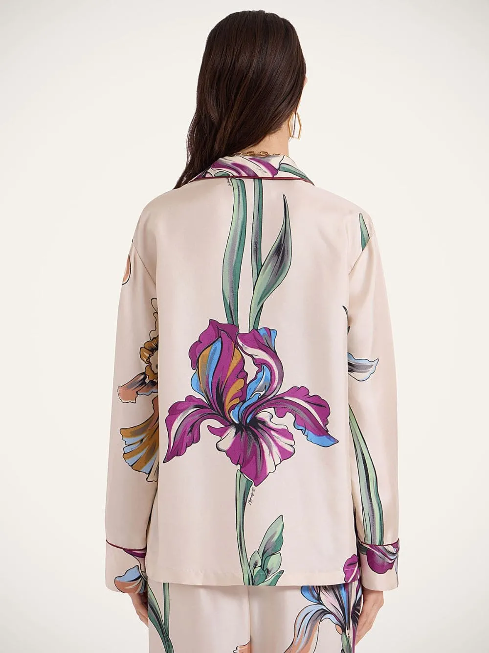 Iris Ivory Silk Twill Pajama Shirt sold by Fashion Clinic product image thumbnail 3