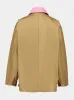 Ecru Cotton Workwear Jacket with Contrast Collar sold by Fashion Clinic