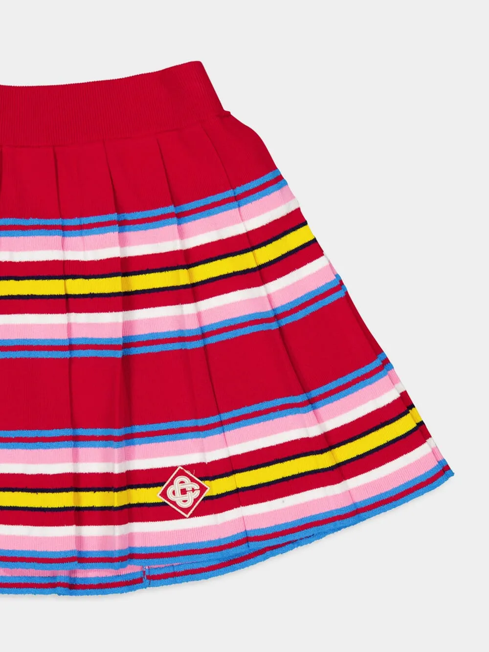 Multicolour Dark Red Striped Pleated Mini Skirt sold by Fashion Clinic product image thumbnail 3