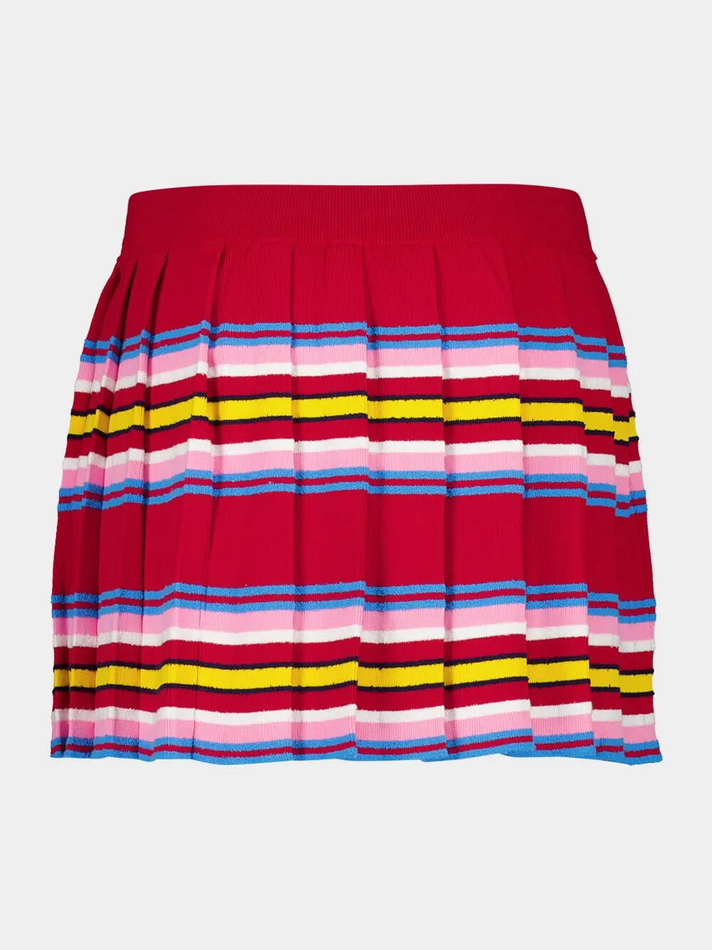 Multicolour Dark Red Striped Pleated Mini Skirt sold by Fashion Clinic product image thumbnail 2