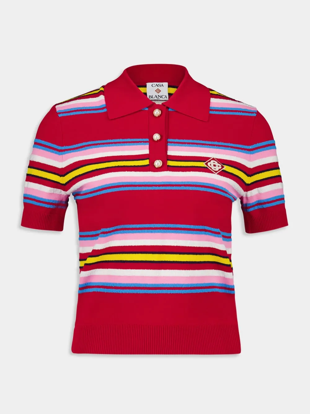 Multicolour Dark Red Striped Polo Shirt sold by Fashion Clinic