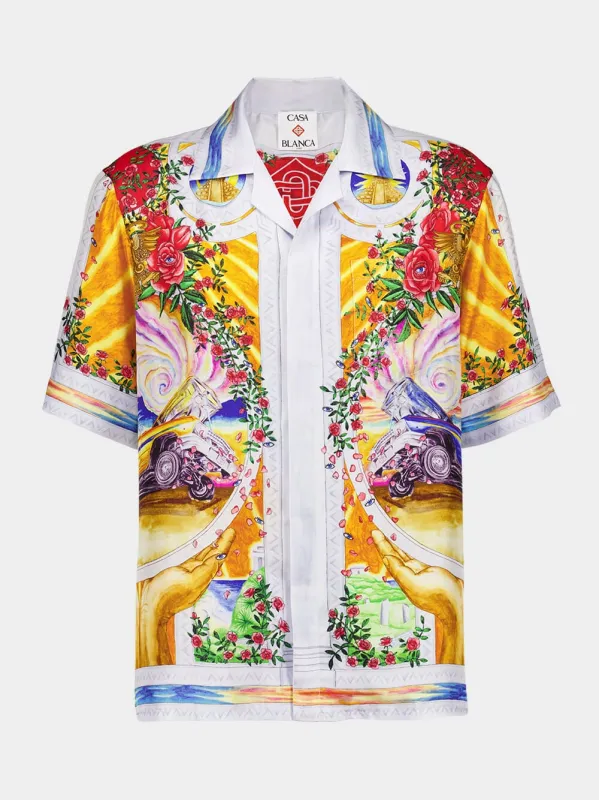 La Tornade De Rose Short Sleeve Silk Shirt sold by Fashion Clinic