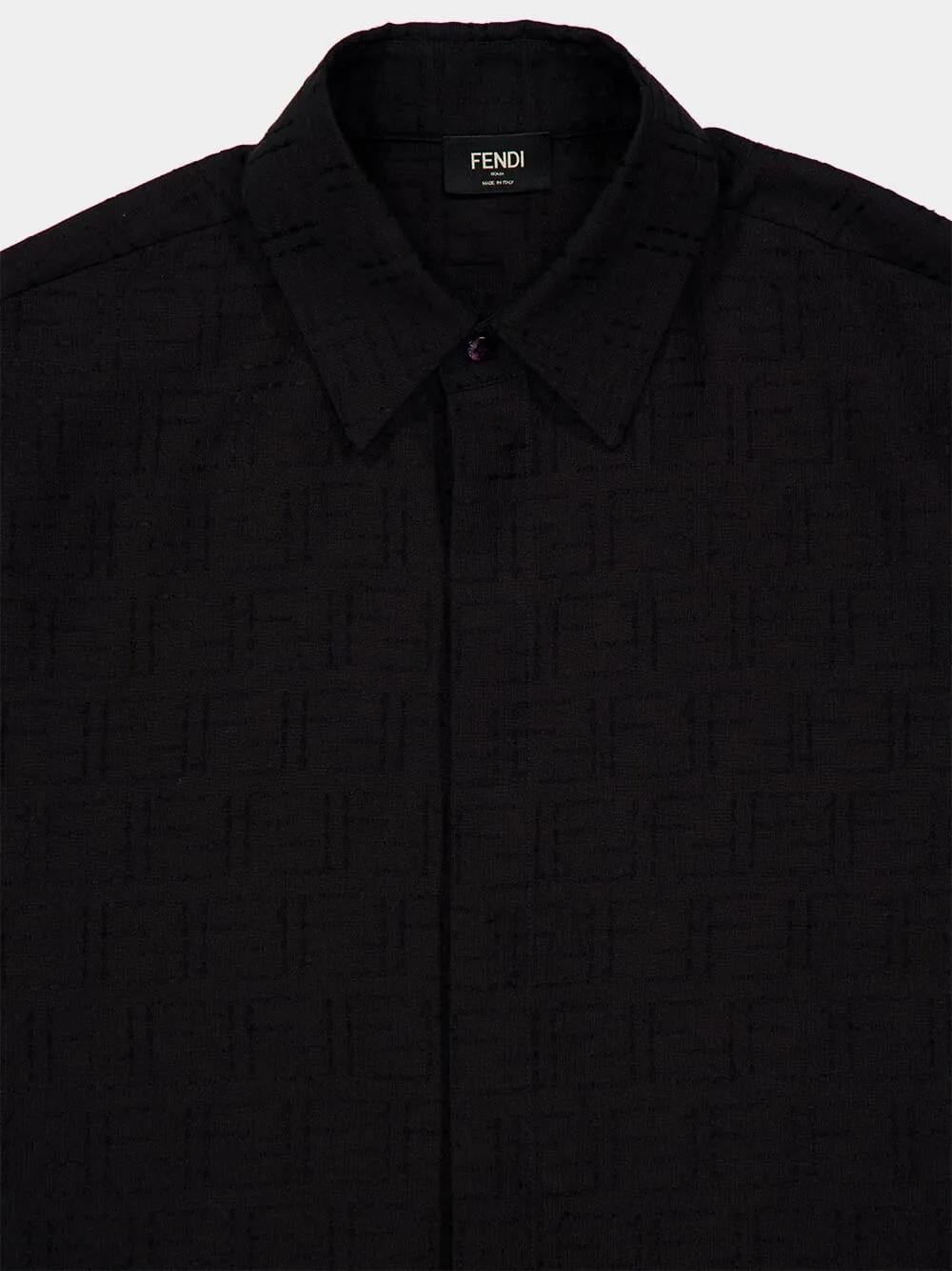 Black Linen FF Jacquard Oversize Shirt sold by Fashion Clinic product image thumbnail 3