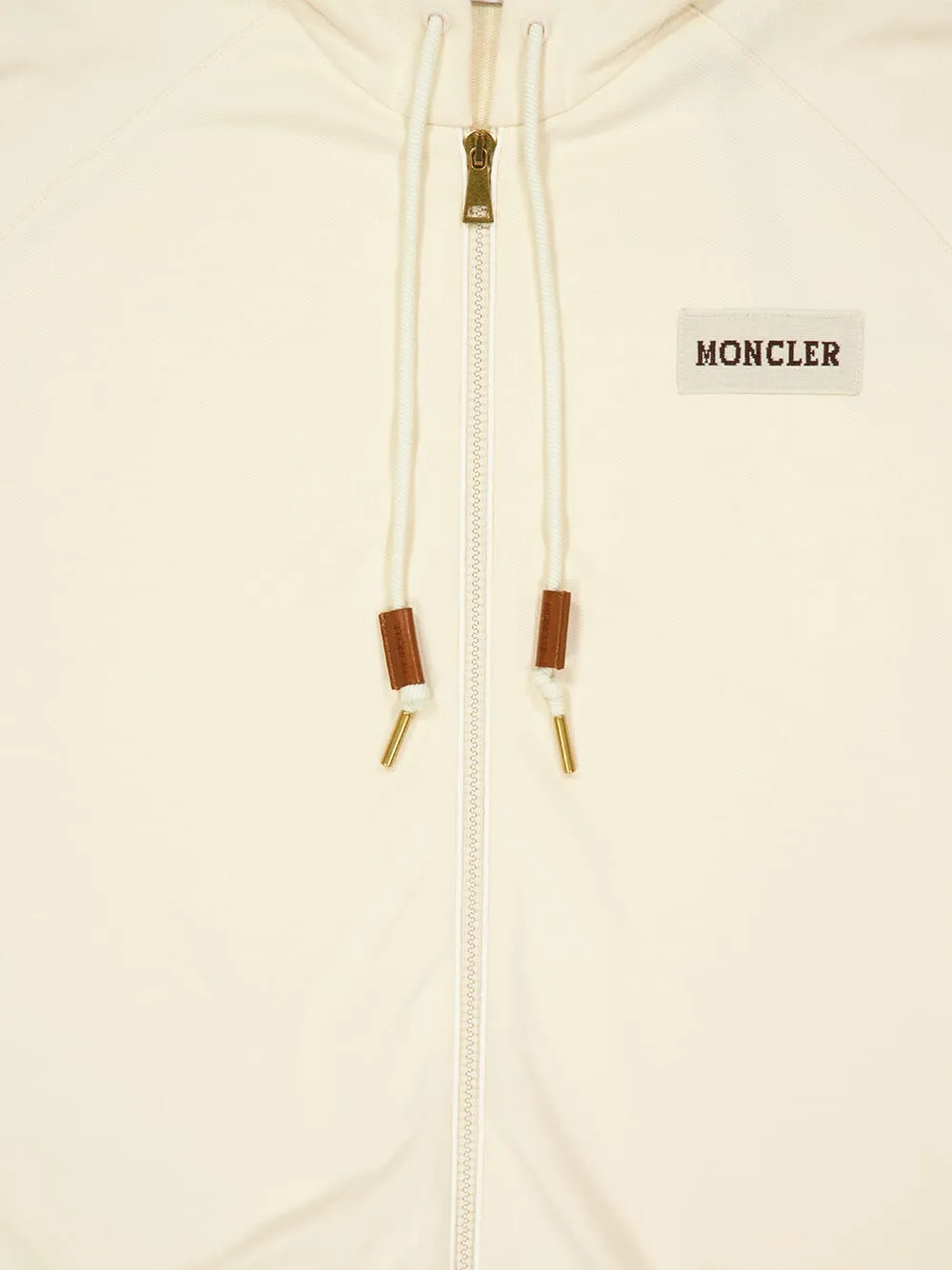 White Cotton Zip-Up Hooded Sweatshirt sold by Fashion Clinic product image thumbnail 5