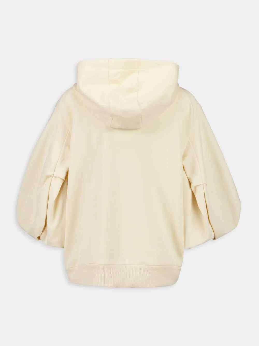 White Cotton Zip-Up Hooded Sweatshirt sold by Fashion Clinic product image thumbnail 3