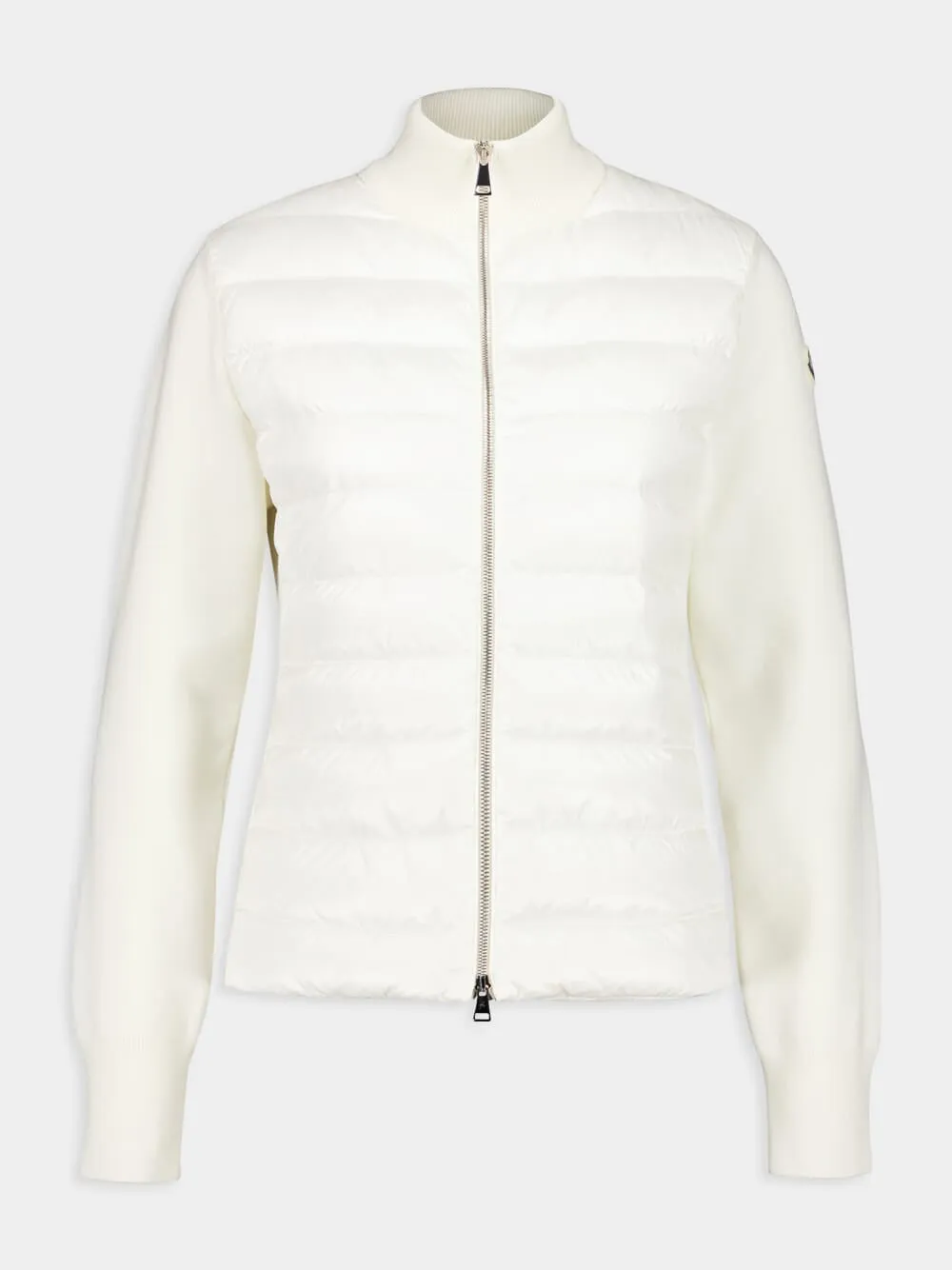 White Padded Wool Zip-Up Cardigan sold by Fashion Clinic