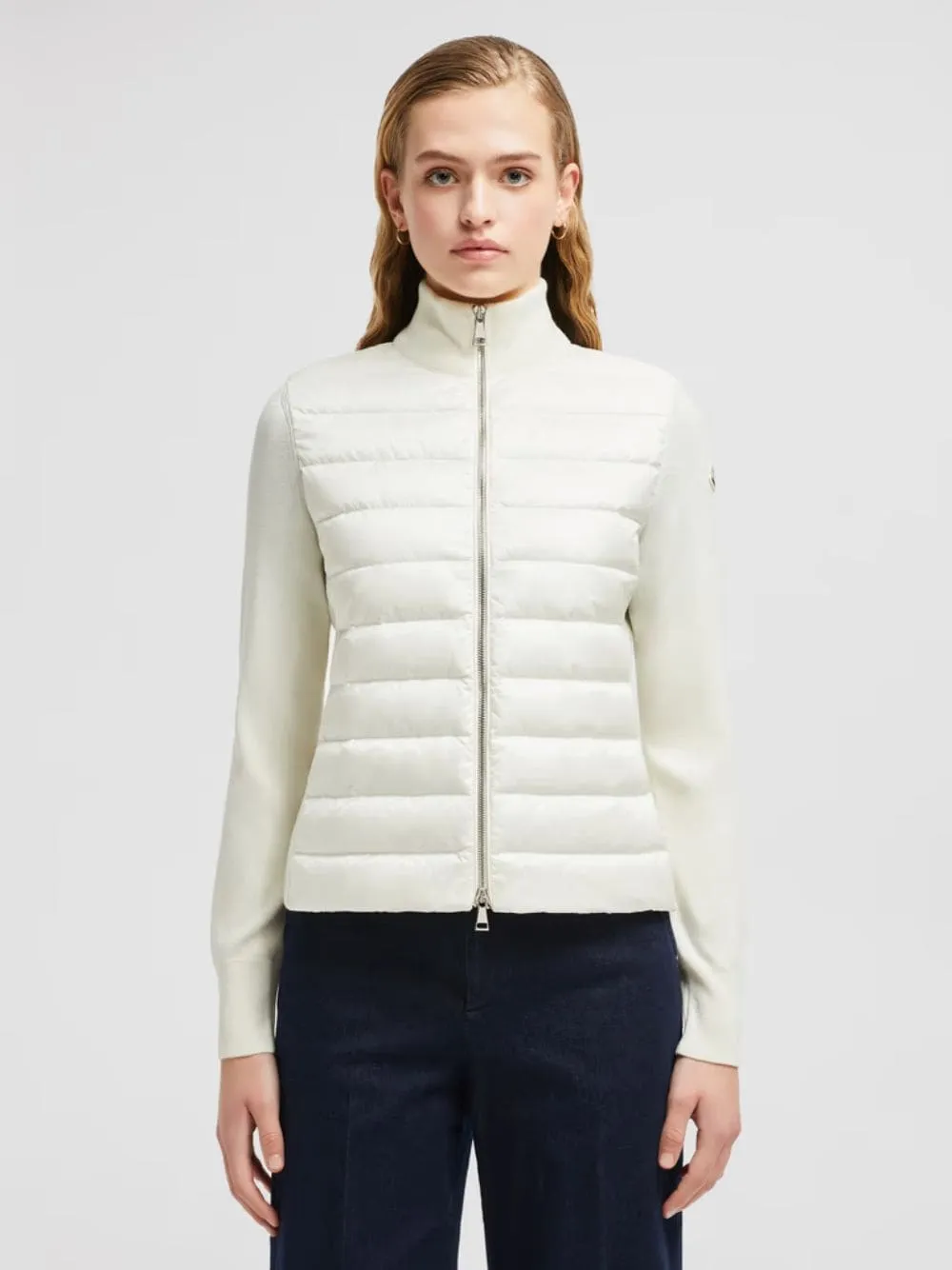 White Padded Wool Zip-Up Cardigan sold by Fashion Clinic product image thumbnail 2