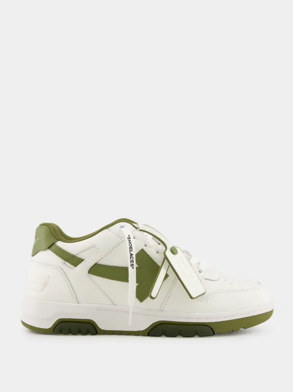 White and Olive Green Out of Office Sneakers sold by Fashion Clinic