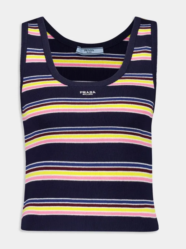 Striped Sleeveless Knit Tank Top sold by Fashion Clinic