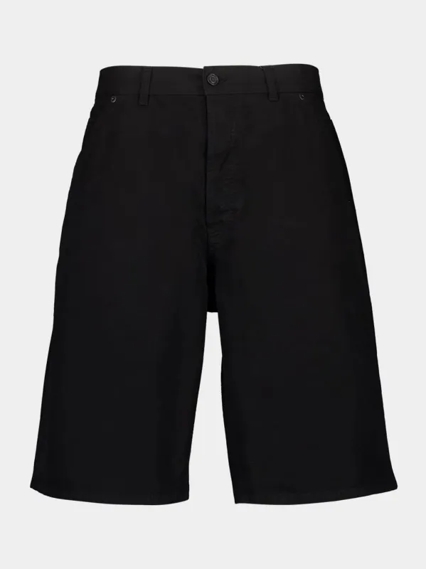 Black Baggy Cotton Twill Bermuda Shorts sold by Fashion Clinic