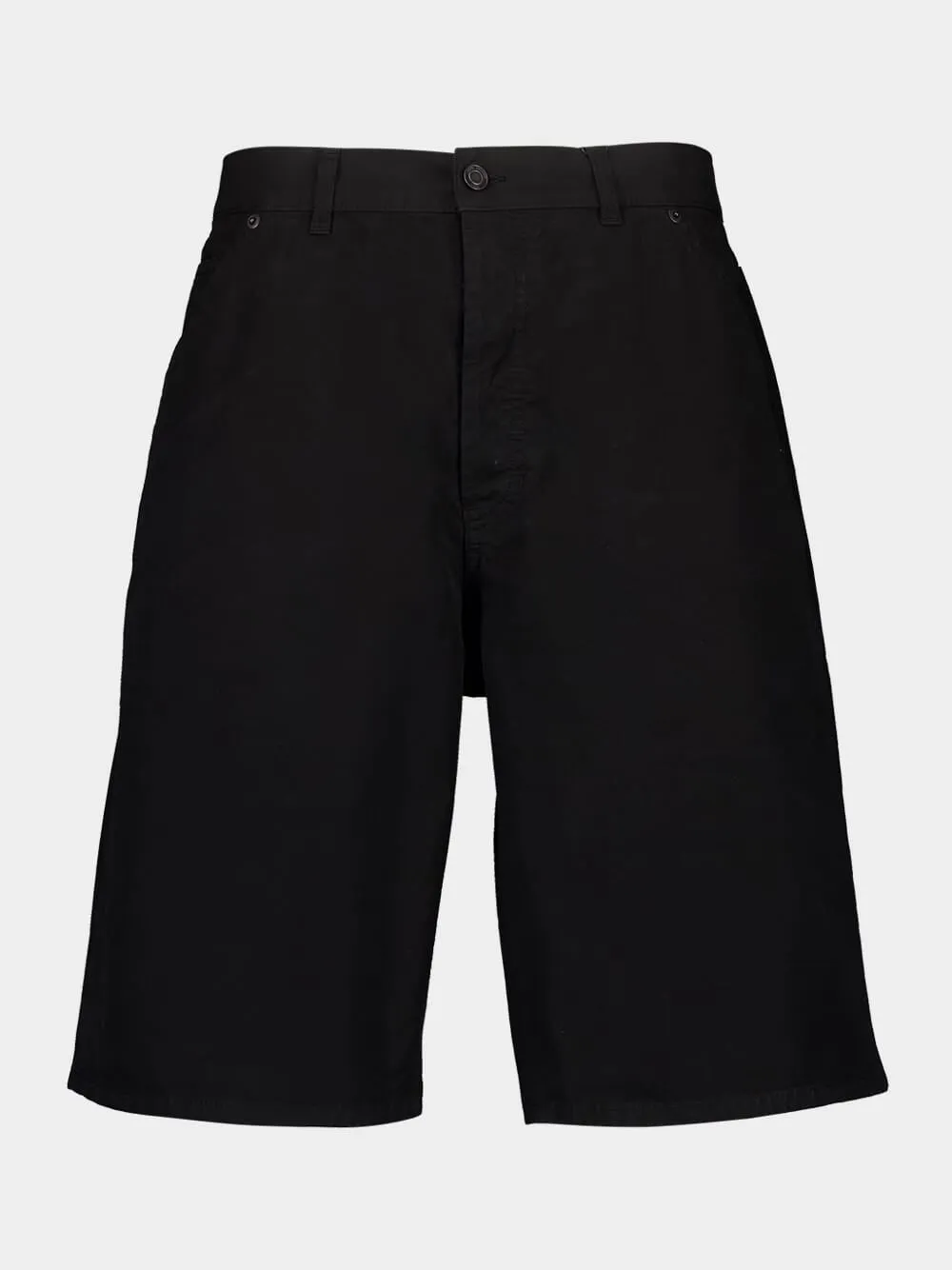 Black Baggy Cotton Twill Bermuda Shorts sold by Fashion Clinic