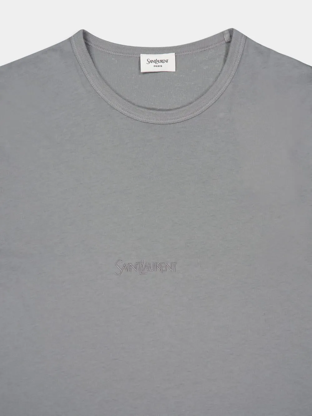 Grey Short-Sleeve Crewneck Cotton T-Shirt sold by Fashion Clinic product image thumbnail 3