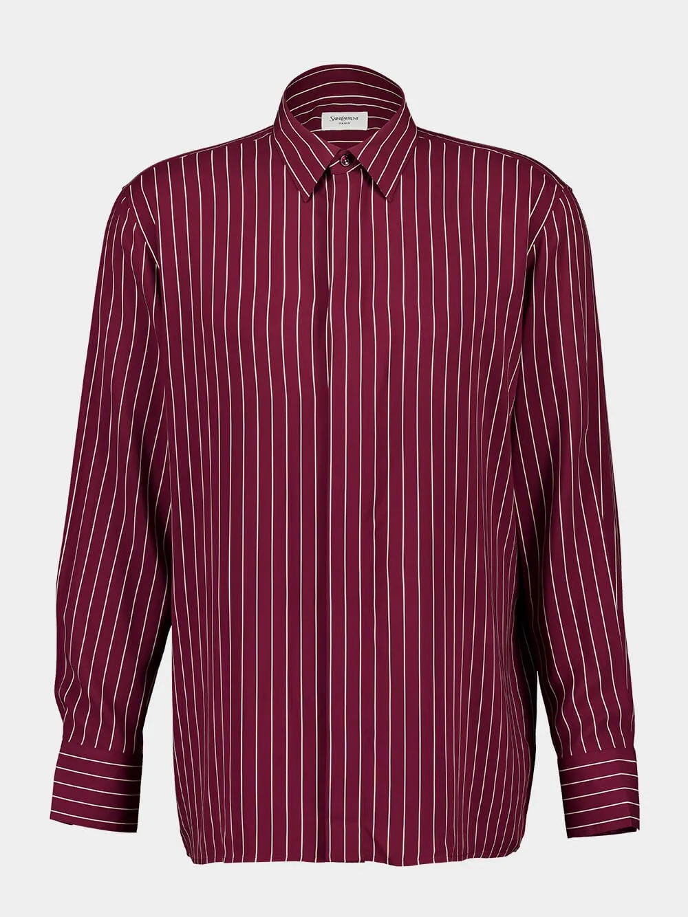 Bordeaux Striped Relaxed-Fit Buttoned Shirt sold by Fashion Clinic