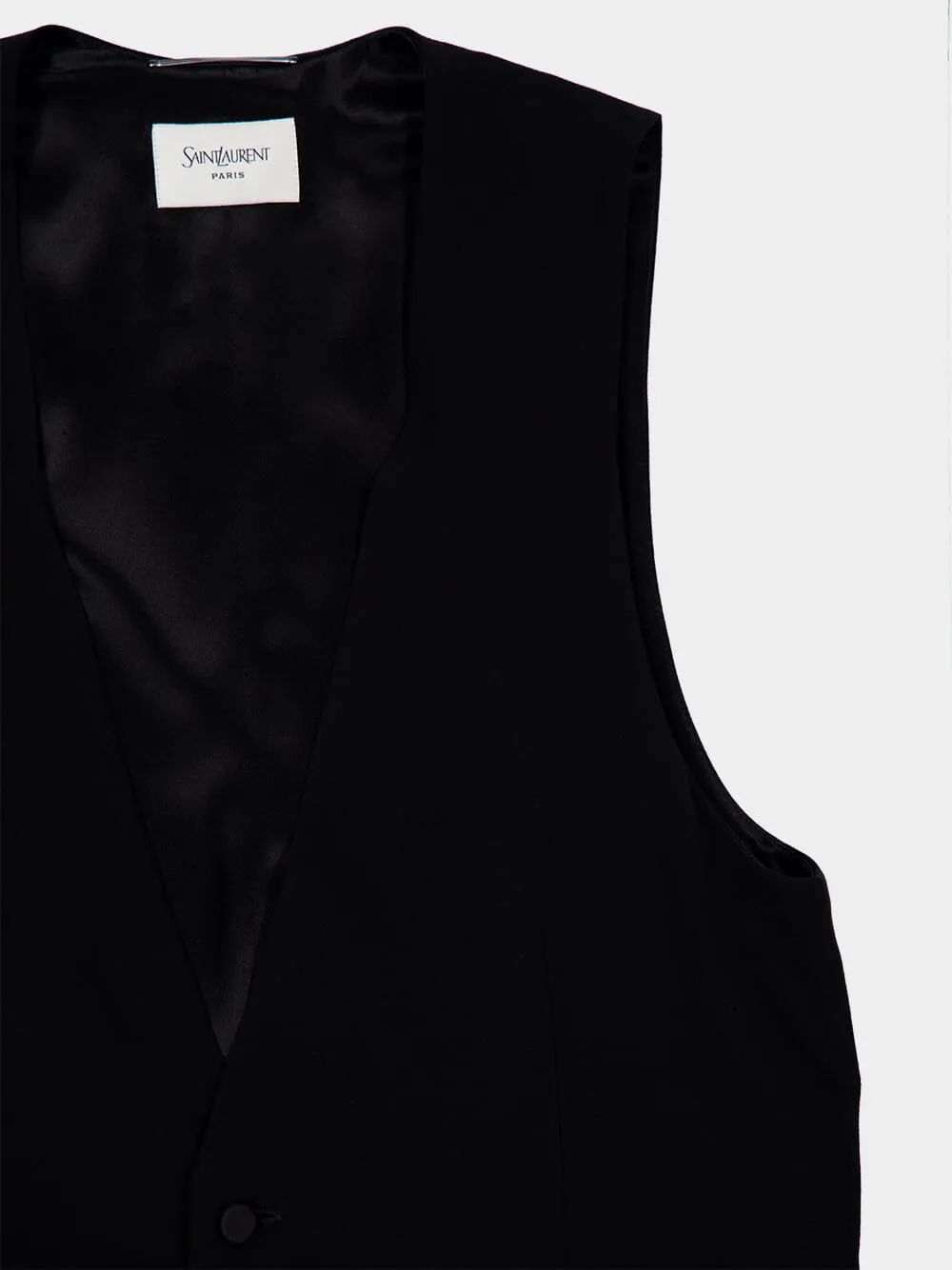 Black Silk Crepe Muslin Buttoned Vest sold by Fashion Clinic product image thumbnail 4