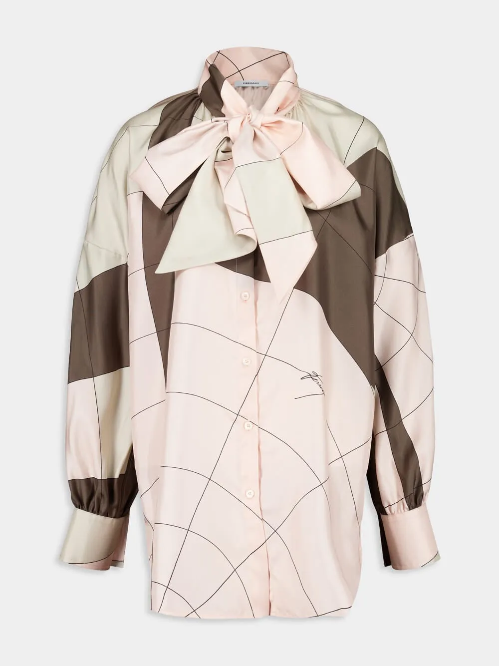 Powder Pink and Cement Silk Shirt sold by Fashion Clinic product image thumbnail 2