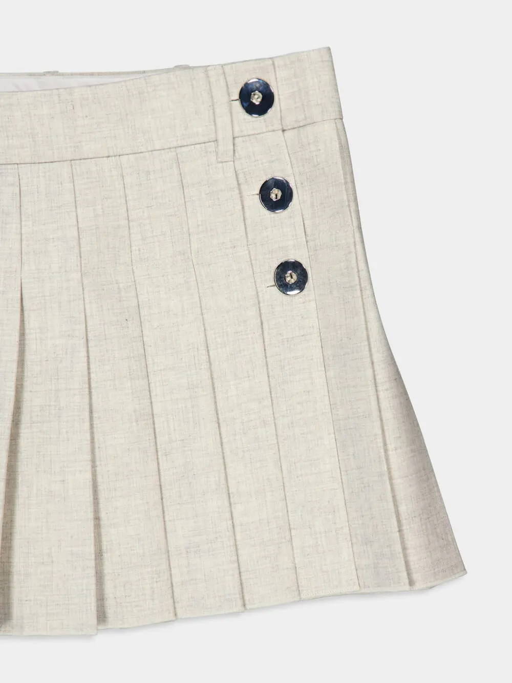Beige Mottled Wool Mini Pleated Skirt sold by Fashion Clinic product image thumbnail 5