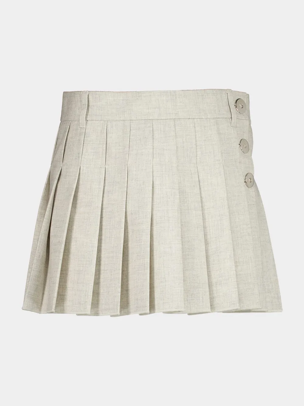Beige Mottled Wool Mini Pleated Skirt sold by Fashion Clinic