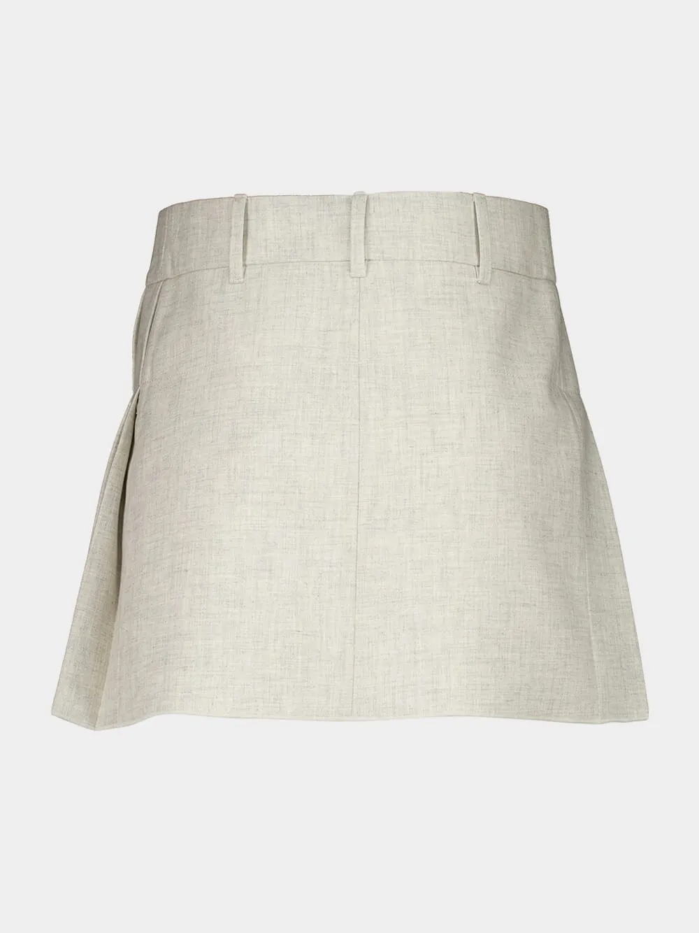 Beige Mottled Wool Mini Pleated Skirt sold by Fashion Clinic product image thumbnail 3
