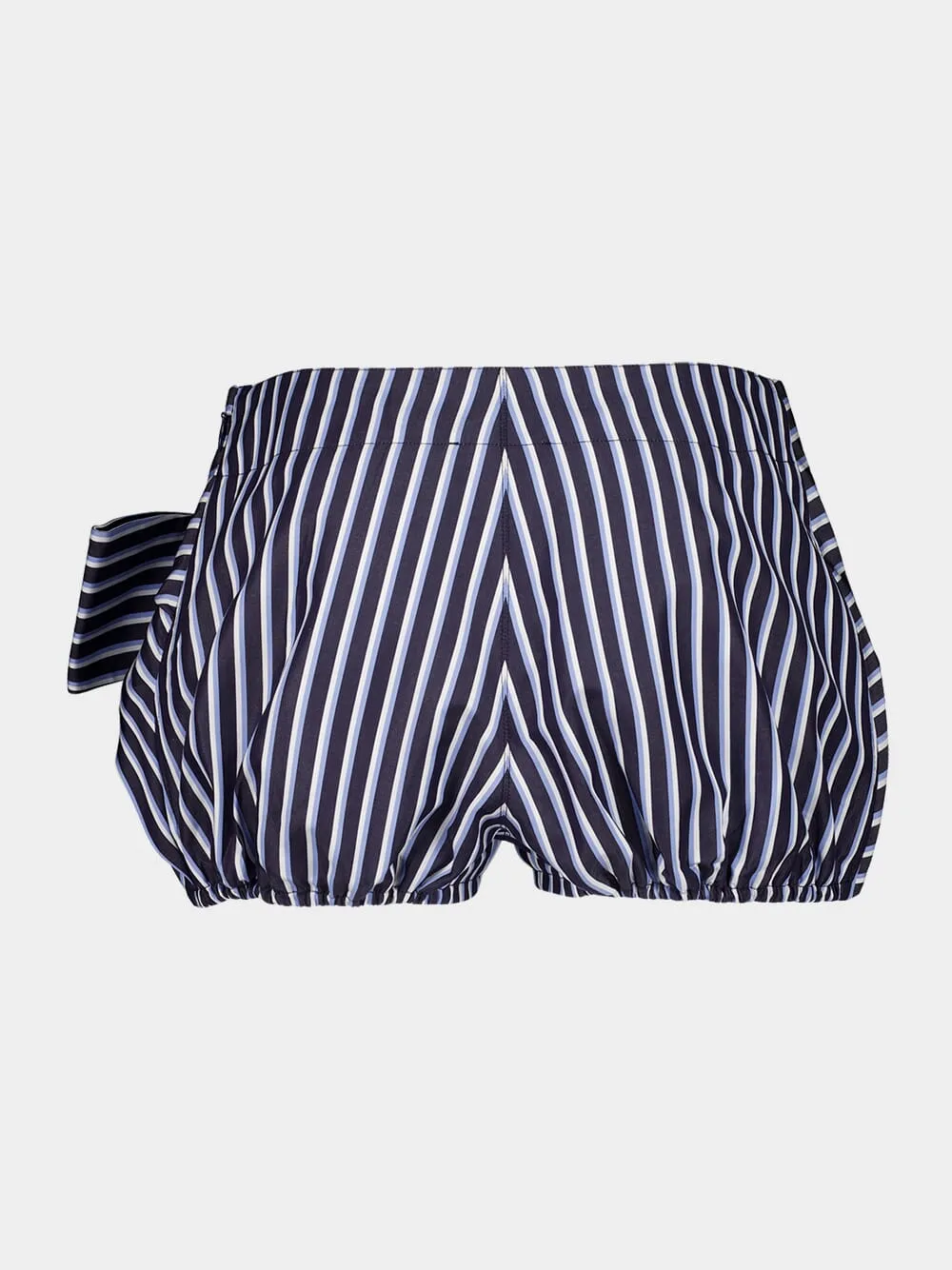 Striped White and Blue Cotton Poplin Mini Shorts sold by Fashion Clinic product image thumbnail 3