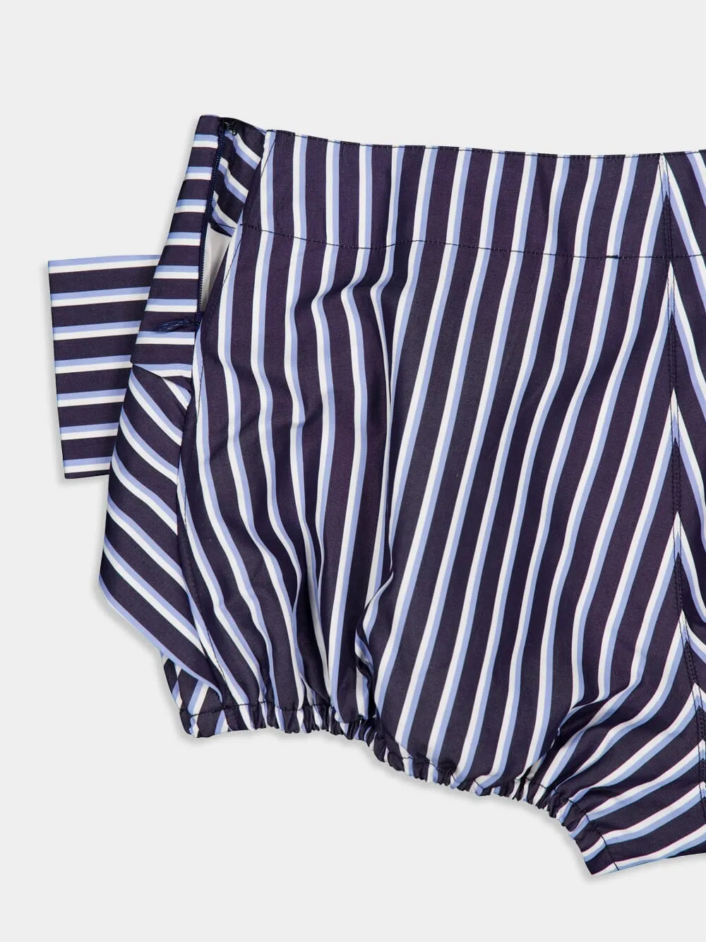 Striped White and Blue Cotton Poplin Mini Shorts sold by Fashion Clinic product image thumbnail 5