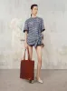 Striped White and Blue Cotton Poplin Mini Shorts sold by Fashion Clinic