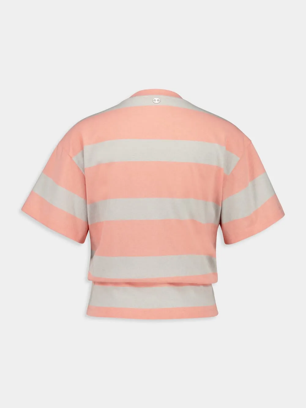 Peach & Grey Striped Cotton Piercing T-Shirt sold by Fashion Clinic product image thumbnail 2