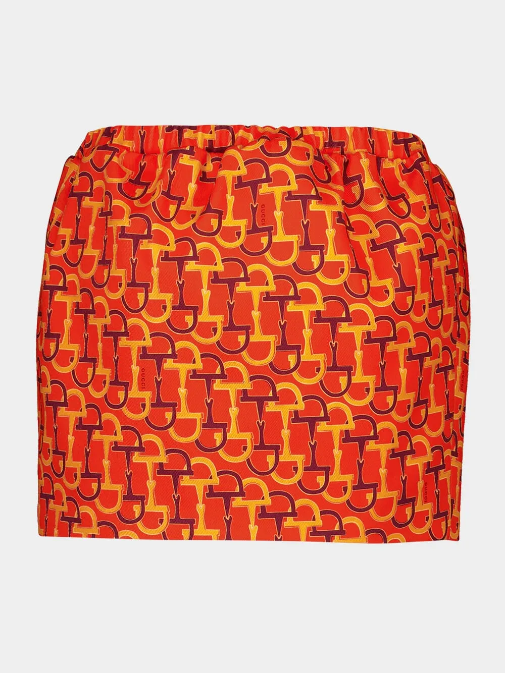 Orange Printed Silk Skirt with Horsebit Motif sold by Fashion Clinic