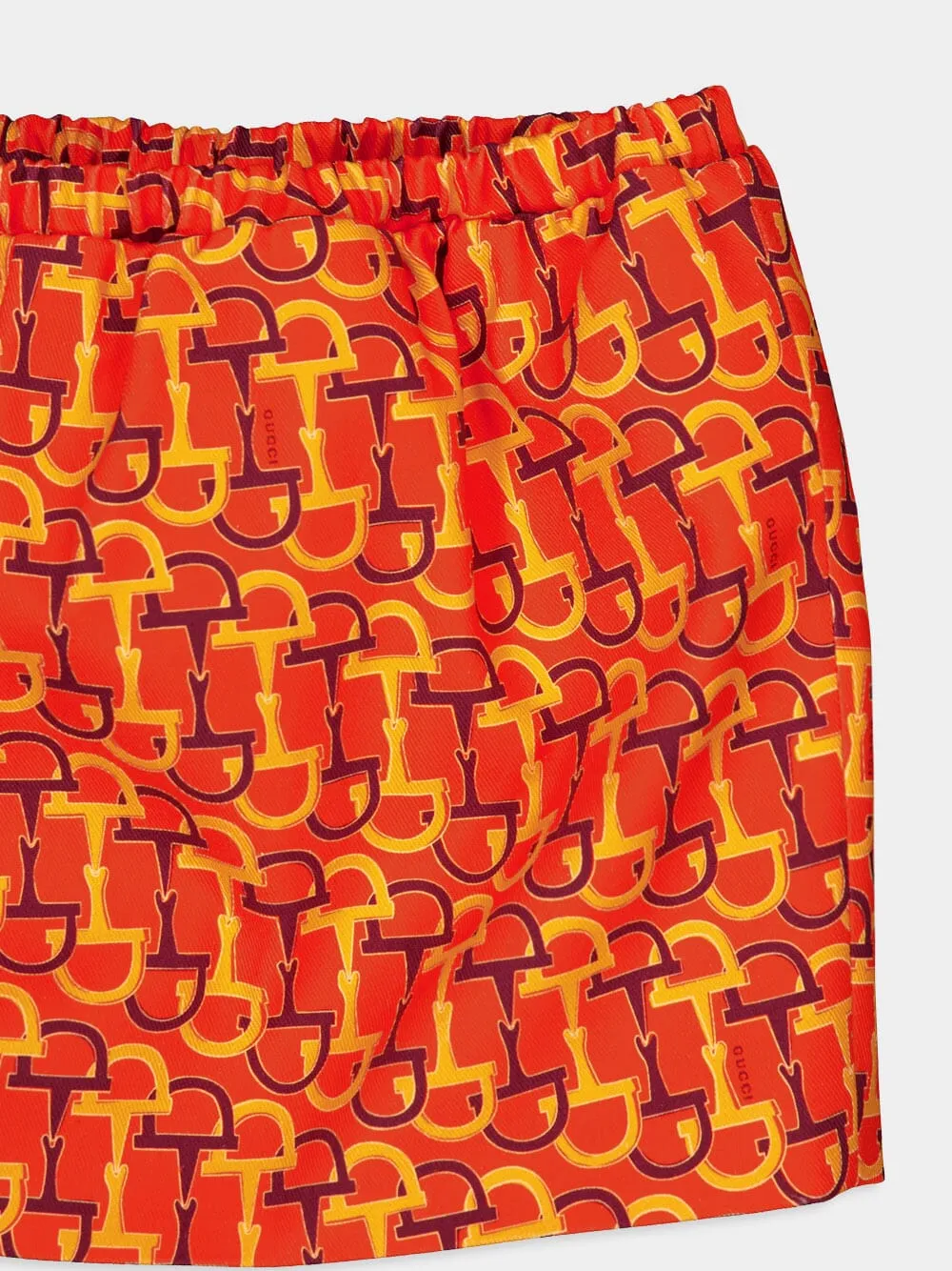 Orange Printed Silk Skirt with Horsebit Motif sold by Fashion Clinic product image thumbnail 3