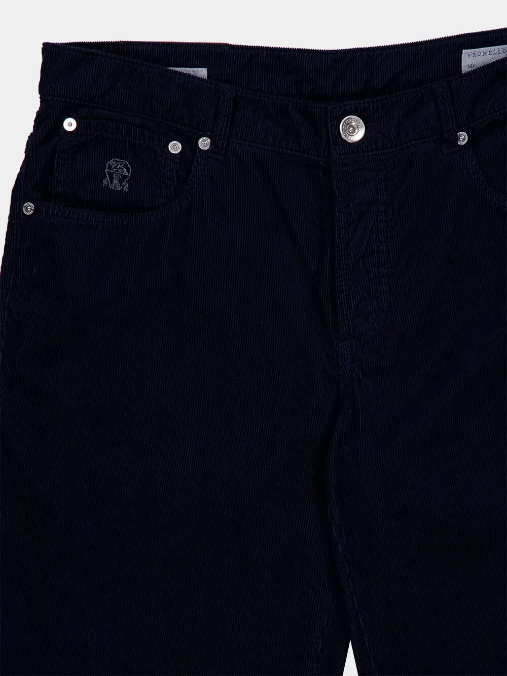 Dark Blue Corduroy Italian Fit Trousers sold by Fashion Clinic product image thumbnail 3