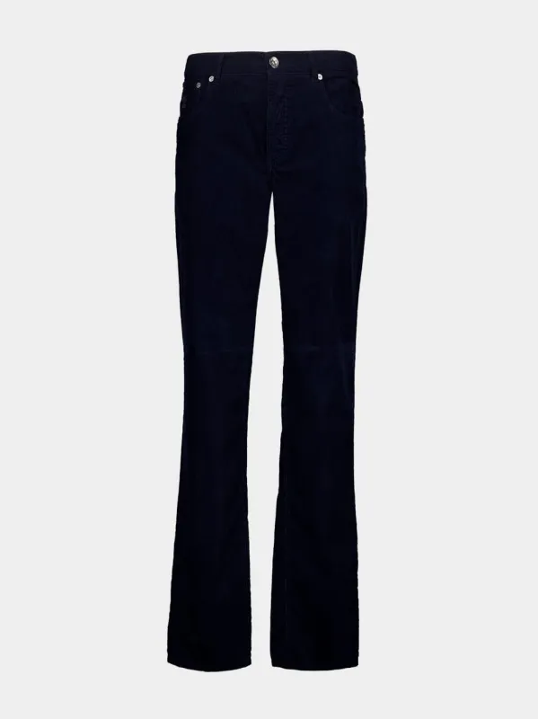 Dark Blue Corduroy Italian Fit Trousers made by Brunello Cucinelli