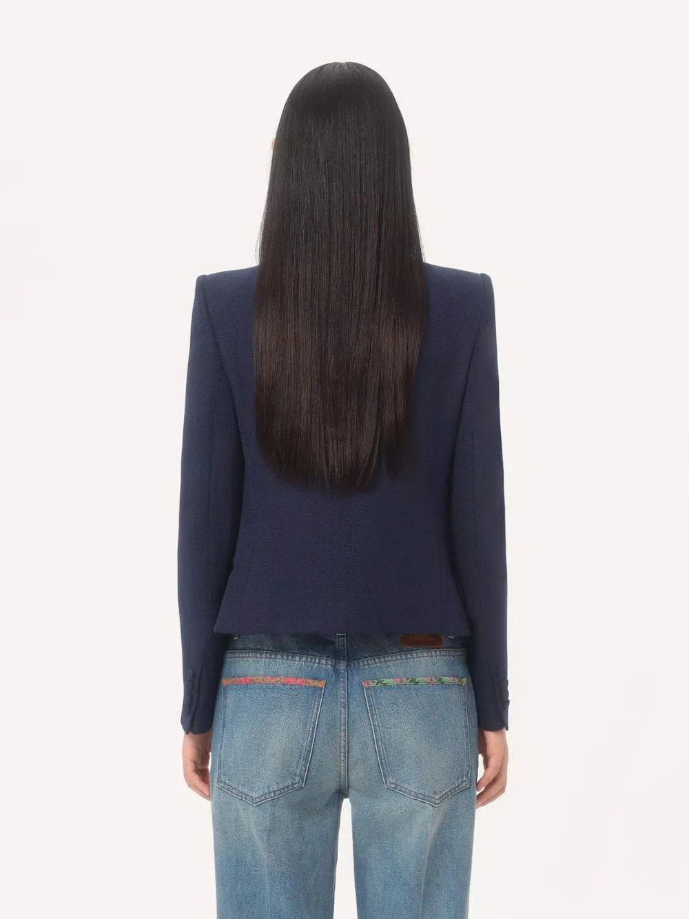 Provence Blue Viscose Jacket with Bow sold by Fashion Clinic product image thumbnail 3